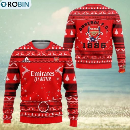Arsenal FC Red Est 1886 Ugly Christmas Sweater Design Sweatshirt For Fans Gift