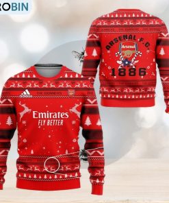 Arsenal FC Red Est 1886 Ugly Christmas Sweater Design Sweatshirt For Fans Gift Arsenal FC Red Est 1886 Ugly Christmas Sweater Design Sweatshirt For Fans Gift