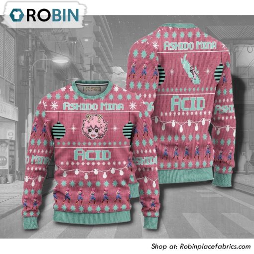 Ashido Mina My Hero Academia Anime 3D Printed Ugly Christmas Sweater