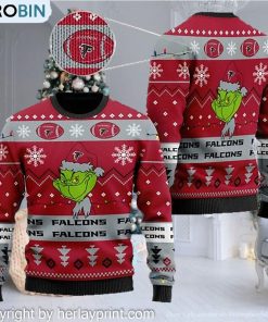 Atlanta Falcons American NFL Football Team Logo Cute Grinch 3D Men And Women Ugly Sweater