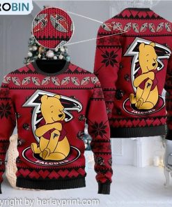 Atlanta Falcons NFL American Football Team Logo Cute Winnie The Pooh Bear 3D Ugly Christmas Sweater