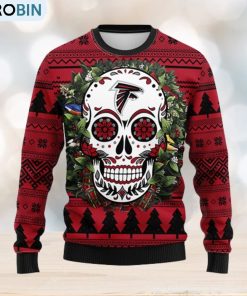 Atlanta Falcons Skull Flower Ugly Christmas Ugly Sweater