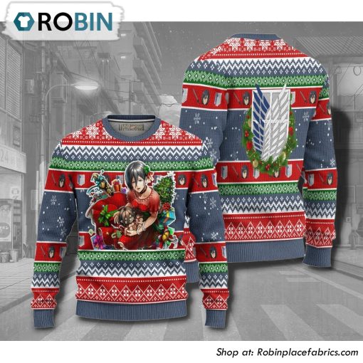 Attack On Titan Mikasa Ackerman Anime Christmas Ugly Sweater