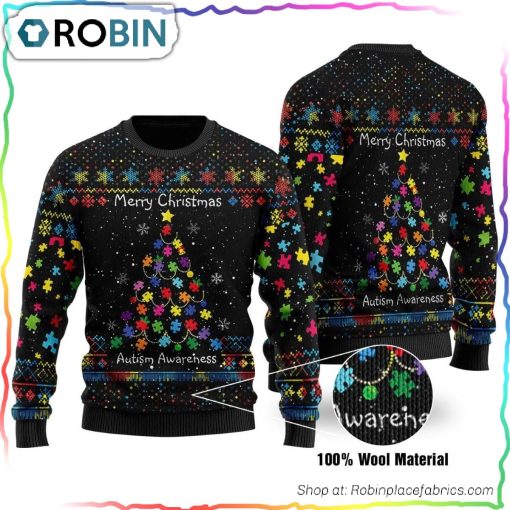 Autism Awareness Pattern Ugly Christmas Sweater