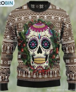 Awesome Sugar Skull Ugly Christmas Sweater, Xmas Sweatshirt