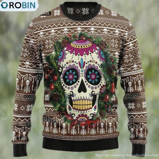 Awesome Sugar Skull Ugly Christmas Sweater, Xmas Sweatshirt