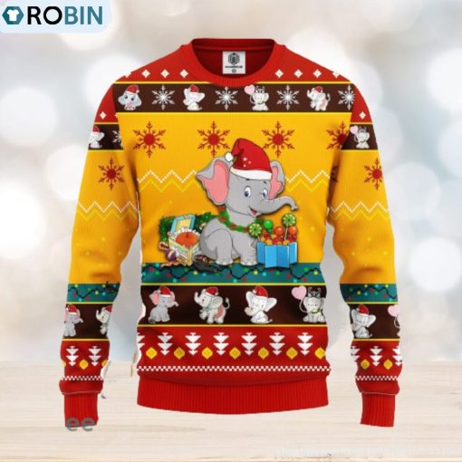 Baby Elephant Ugly Christmas Sweater Yellow Red 1 Amazing Gift Men And Women Christmas Gift