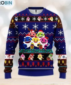 Baby Shark Ugly Christmas Sweater Blue 1 Amazing Gift Men And Women Christmas Gift