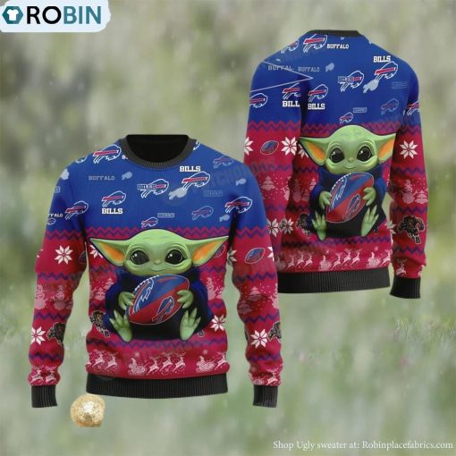 Baby Yoda Buffalo Bills Christmas Ugly Sweater NFL Football Fan Gift
