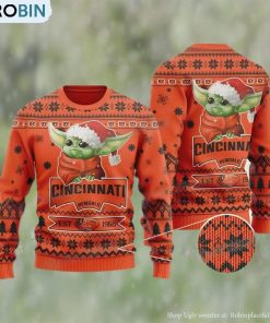 Baby Yoda Cincinnati Football Est 1968 Ugly Christmas Sweater Bengals Gifts