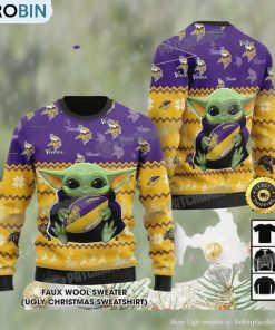 Baby Yoda Minnesota Vikings Ugly Christmas Sweater Gifts For Football NFL Fans