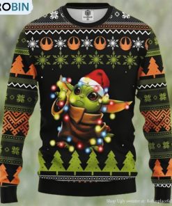Baby Yoda Santa Light Christmas Gift Ugly Christmas Sweater
