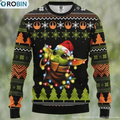 Baby Yoda Santa Light Christmas Gift Ugly Christmas Sweater