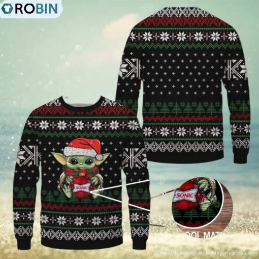 Baby Yoda Sonic Drive In Merry Christmas Ugly Sweater