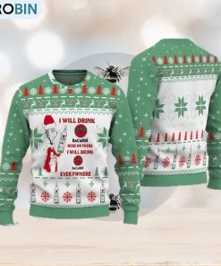 Bacardi I Will Drink Ugly Christmas Sweater Design Sweatshirt For Fans Gift