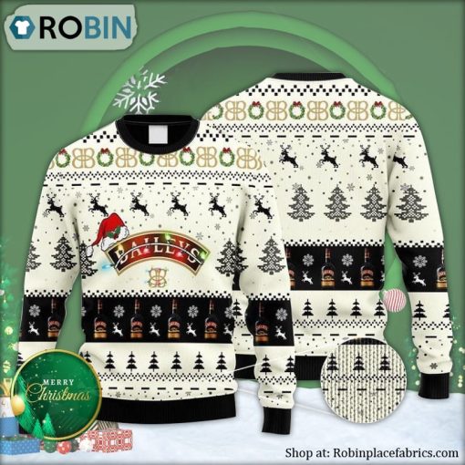 Baileys Irish Cream Reindeer Snowy Night Ugly Christmas Sweater