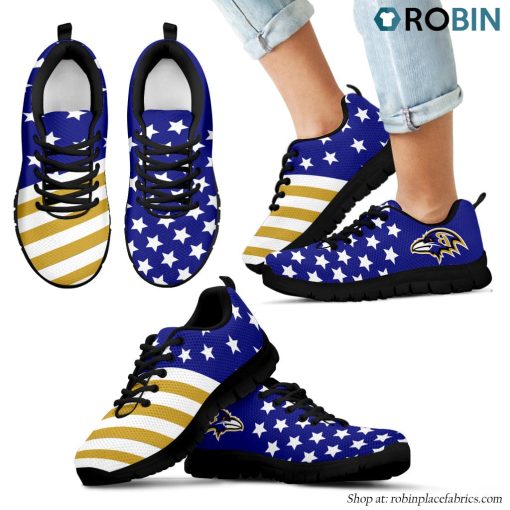 Baltimore Ravens America Flag Full Stars Stripes Pattern Sneaker