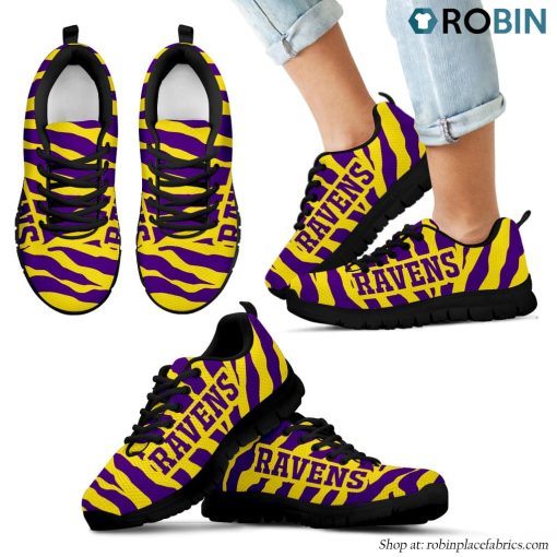 Baltimore Ravens Tiger Skin Stripes Pattern Printed Breathable Running Shoes