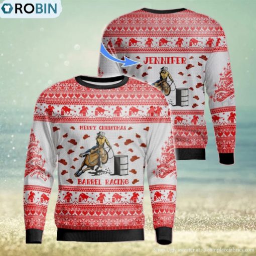 Barrel Racing Personalized Name Christmas Gift Ugly Christmas Sweater