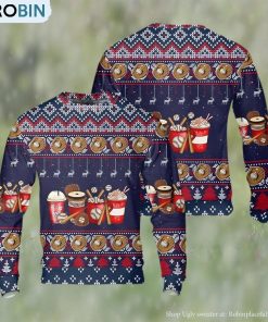 Baseball Coffee Drink Ugly Christmas Sweater