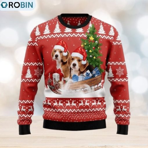 Beagle Dashing Ugly Christmas Sweater For Men & Women Adult, Christmas gift for Dog lover