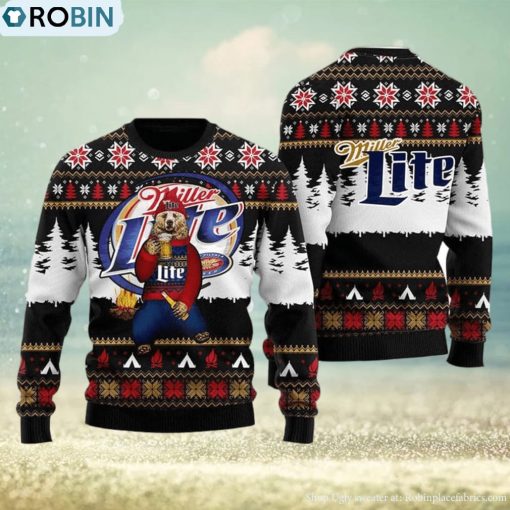 Bear Drinking Miller Lite Christmas