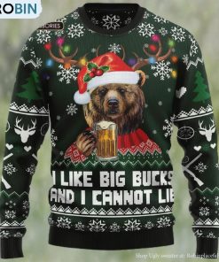 Bear Hunting and Beer Christmas Ugly Christmas Sweater, Xmas Sweatshirt