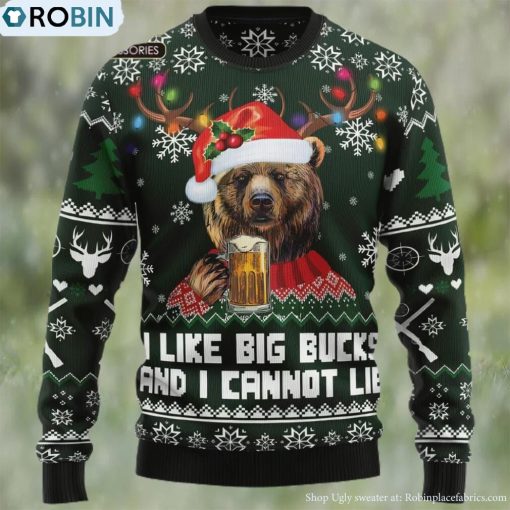 Bear Hunting and Beer Christmas Ugly Christmas Sweater, Xmas Sweatshirt