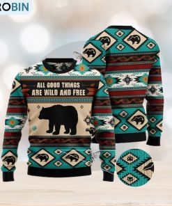 Bear Wild And Free Christmas Gift Ugly Christmas Sweater Xmas Holiday