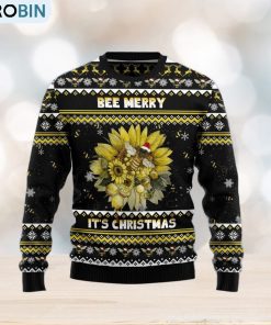 Bee Merry It‘s Time bee lover 3D Ugly Christmas Sweater Gift Men Women