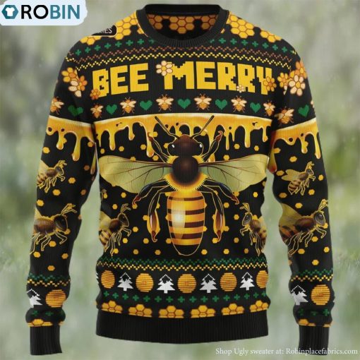 Bee Merry Ugly Christmas Sweater, Xmas Sweatshirt