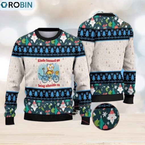 Being Adorable Kinda Cat Funny Ugly Sweater, Fleece 3D Funny Ugly Sweater 3D Gift Idea