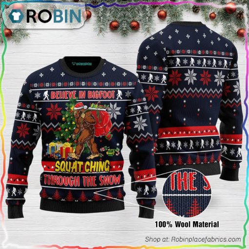 Believe In Bigfoot Ugly Christmas Sweater
