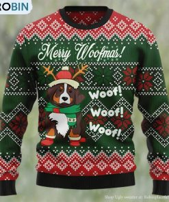 Bernese Mountain Dog Woofmas Ugly Christmas Sweater