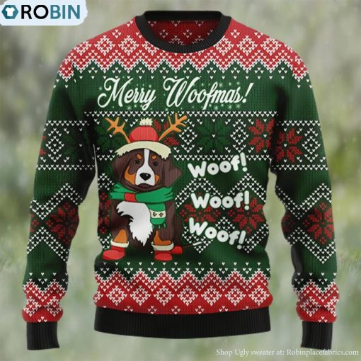 Bernese Mountain Dog Woofmas Ugly Christmas Sweater