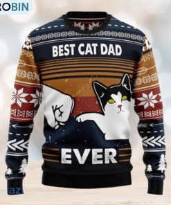 Best Cat Dad Ever Funny Christmas 3D Sweater