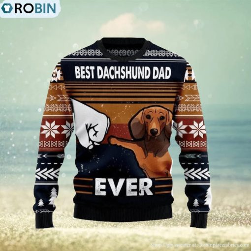 Best Dachshund Dad Ever Ugly Christmas Sweater 3D Gift Christmas Funny