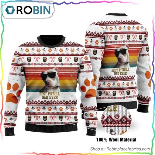 Best Pitbull Dad Ever Ugly Christmas Sweater