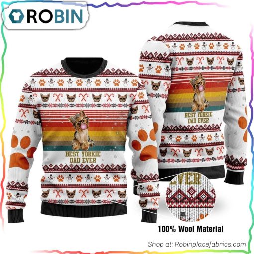 Best Yorkie Dad Ever Ugly Christmas Sweater