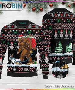 Bigfoot French Bulldog Ugly Christmas Sweater