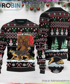 Bigfoot German Shepherd Ugly Christmas Sweater