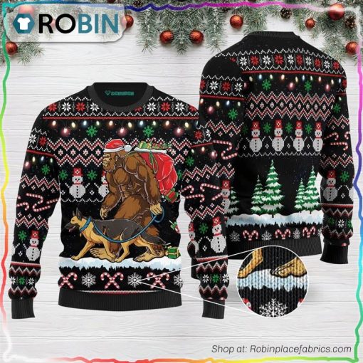 Bigfoot German Shepherd Ugly Christmas Sweater