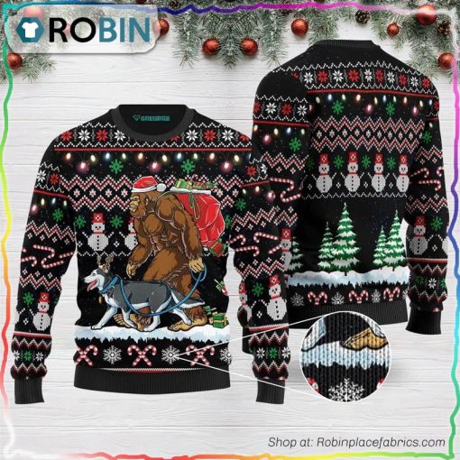 Bigfoot Huskey Ugly Christmas Sweater