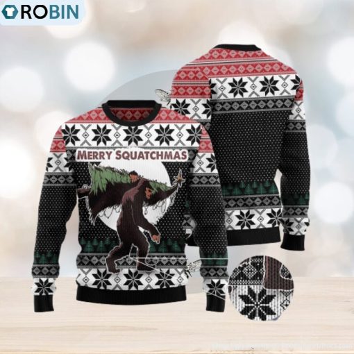 Bigfoot Merry Squatchmas Ugly Christmas Sweater Gift Men Women