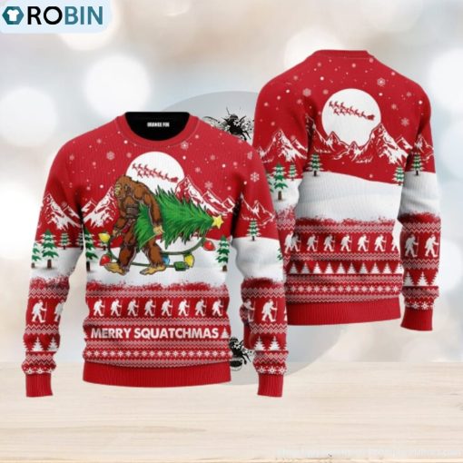 Bigfoot Mery Squatchmas Ugly Christmas Sweater For Men And Women