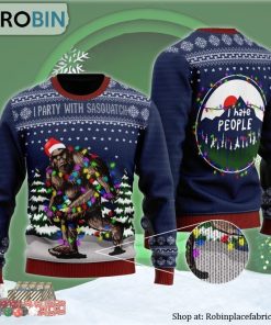 Bigfoot Santa Christmas Tree Lights Hate People Ugly Christmas Sweater