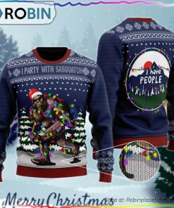 Bigfoot Santa Christmas Tree Lights Hate People Ugly Sweater Bigfoot Santa Christmas Tree Lights Hate People Ugly Sweater