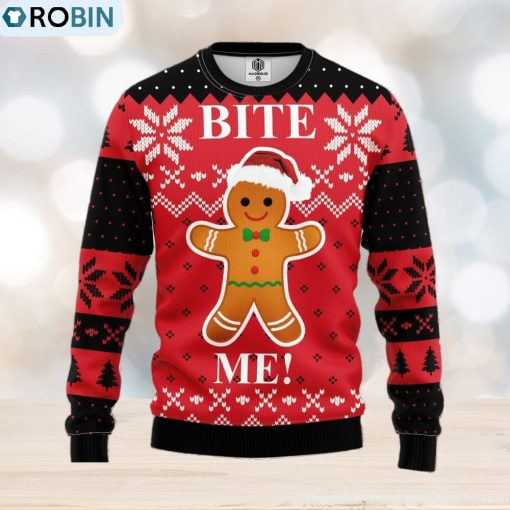 Bite Me Cookie Ugly Christmas Sweater For Men Women