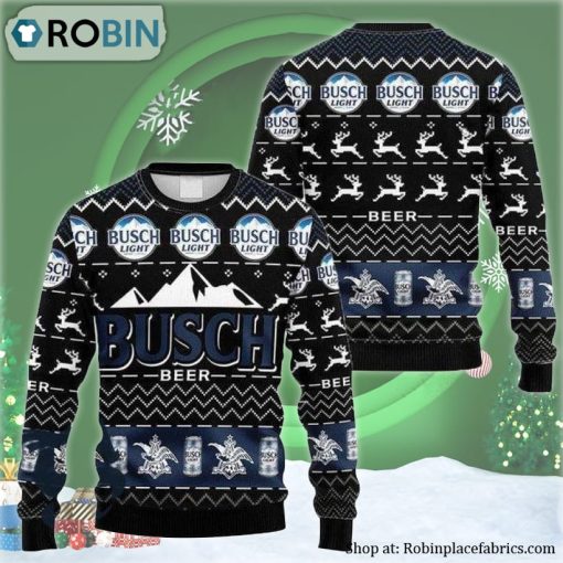 Black Busch Beer Ugly Christmas Sweater