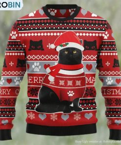 Black Cat Christmas Pattern Ugly Christmas Sweater